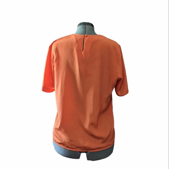 Vintage Martinique Lightweight Orange Pleated Top, Size Large - Picture 6 of 6